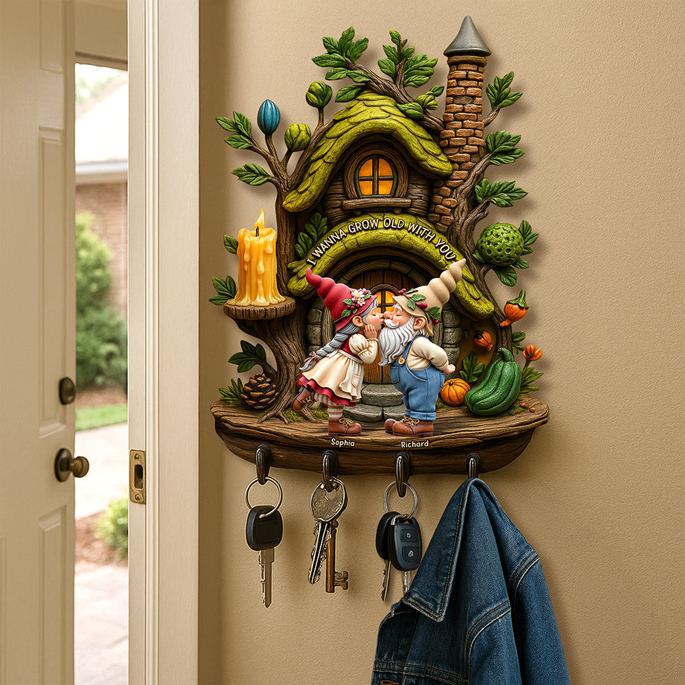 Kissing Gnome Couple Key Hanger Personalized Gifts For Couple 04QHQN230525-Homacus