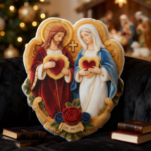 Sacred Hearts Christian Pillow - Personalized Gifts For Christian Family 02TGLU191225-Homacus