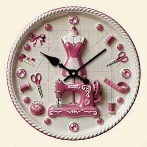 Sewing Room Hanging Wall Clock Personalized Gifts For Sewers 05PADT231225-Homacus