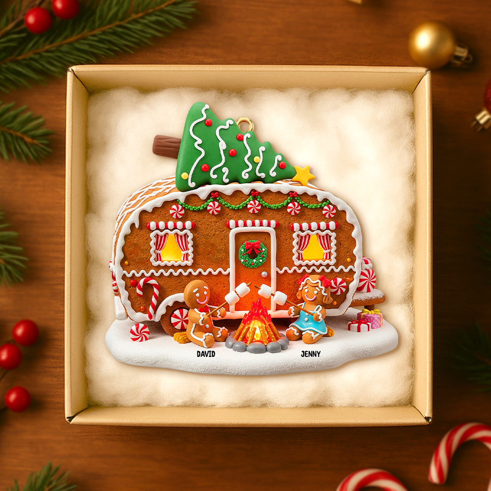 Personalized Gifts For Camping Gingerbread Couple Christmas Wooden Ornament 03pgtn190825-Homacus