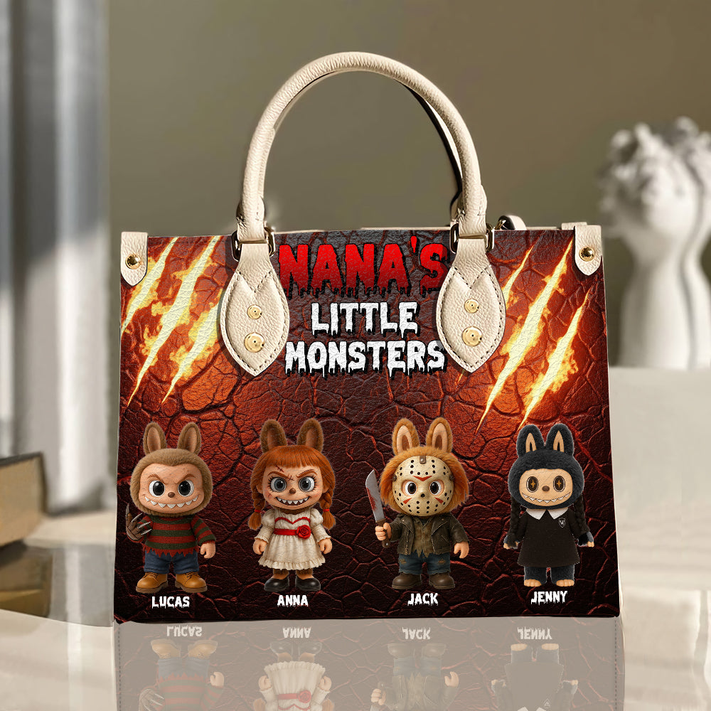 Horror Monsters Personalized Halloween Gifts For Mom/Grandma Leather Bag 04natn180825-Homacus