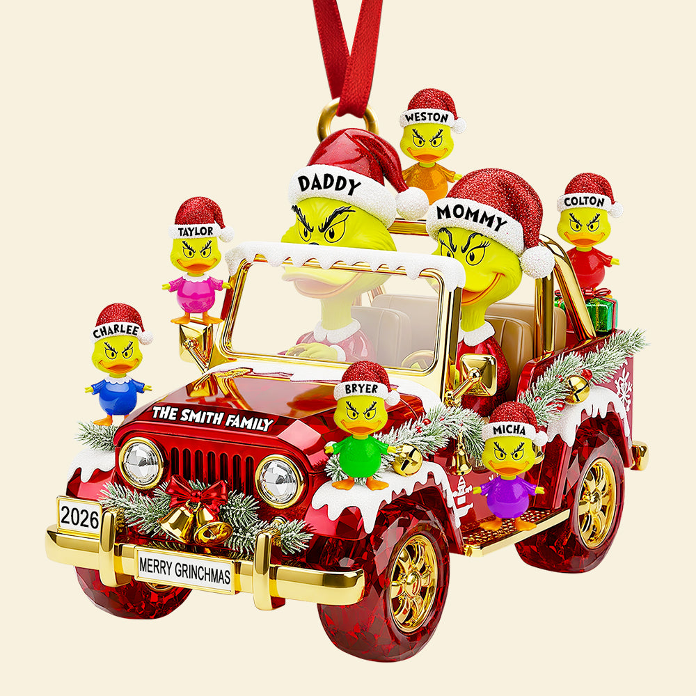 Quirky Family On Off-road Car Ornament - Personalized Christmas Gifts For Family 04DTDT150925-Homacus