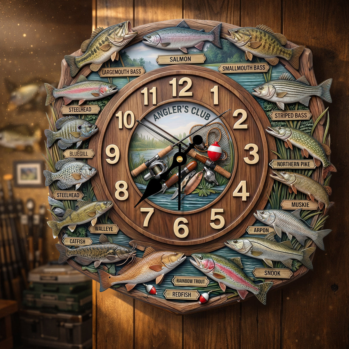 Fishing Lover Clock - Personalized Gifts For Fishing Lover Acrylic Hanging Wall Clock 01HULU250326-Homacus