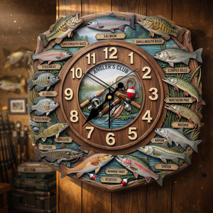 Fishing Lover Clock - Personalized Gifts For Fishing Lover Acrylic Hanging Wall Clock 01HULU250326-Homacus