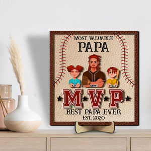 Most Valuable Baseball Dad, Personalized Gifts For Dad Wood Sign 01TOLU210125HG-Homacus