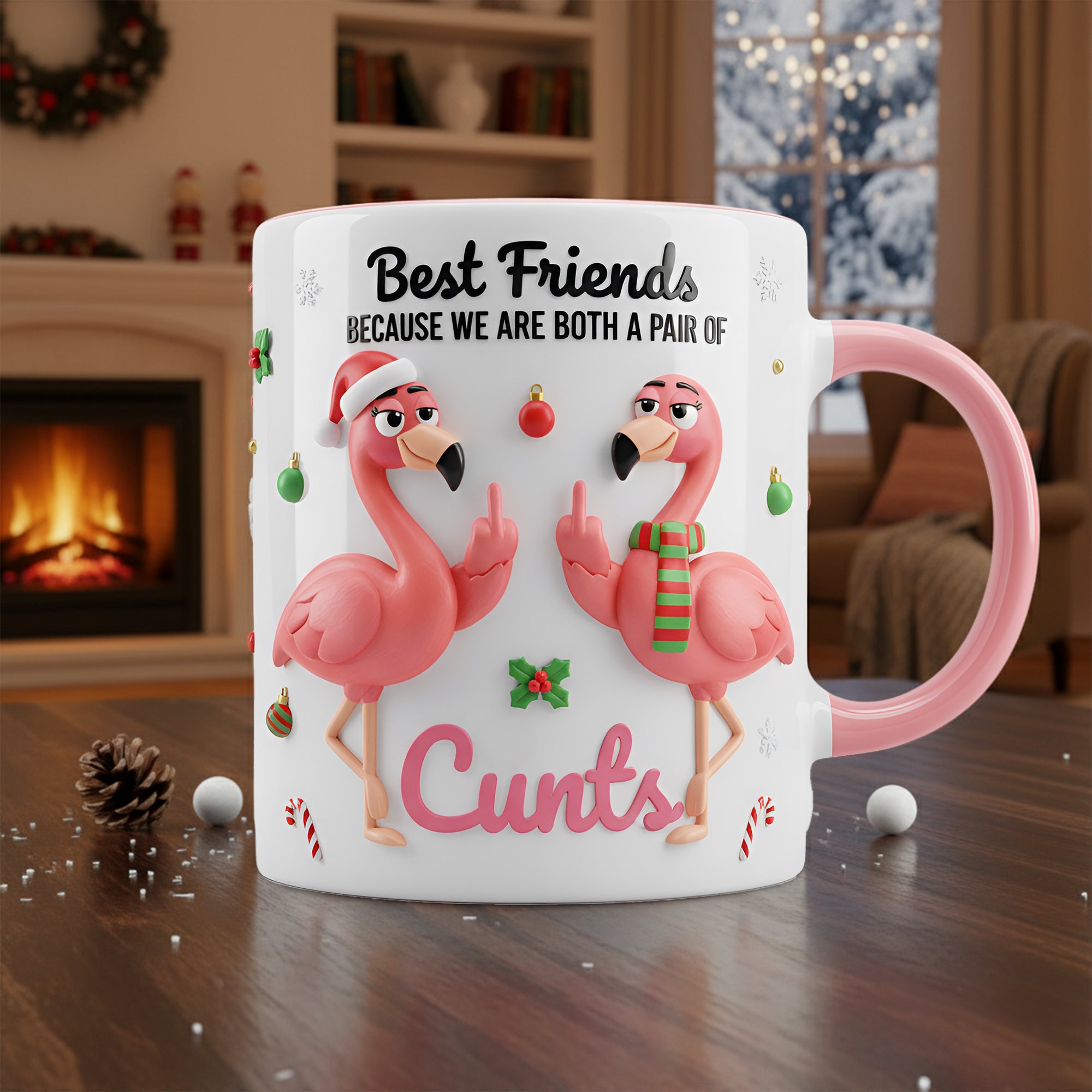 Flamingo Besties Accent Mug - Personalized Gifts For Besties 05NALU151125-Homacus