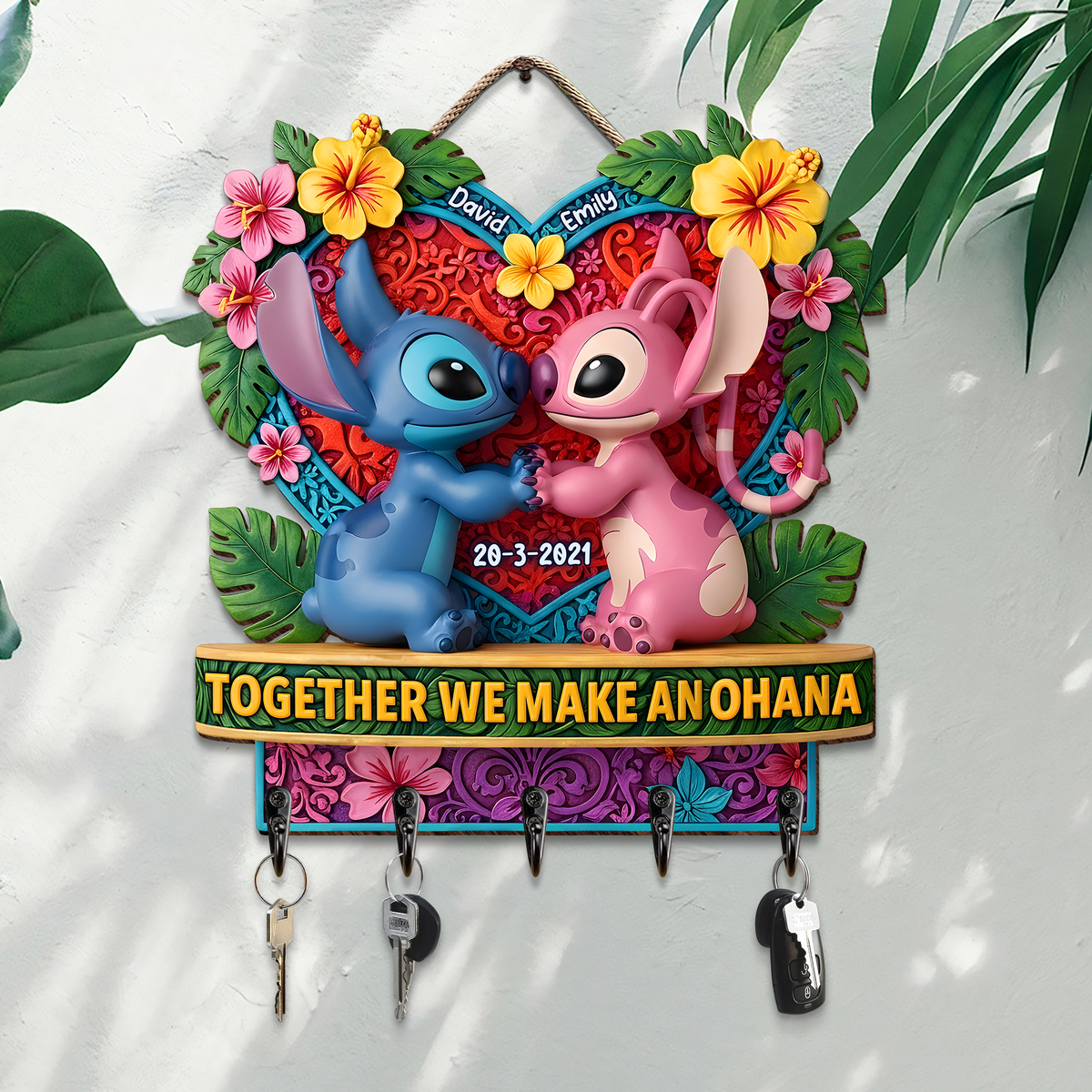 Couple Together Wood Key Hanger 03qhpu220525 - Personalized Gifts For Couple-Homacus