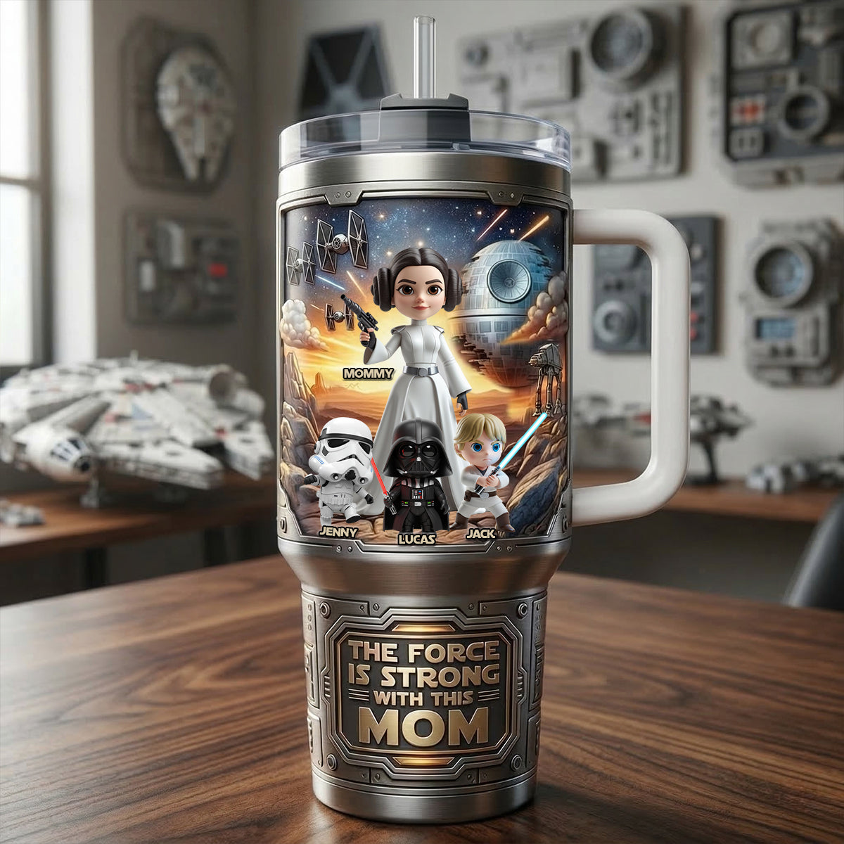 Strong Fantasy Mom 40oz Tumbler With Handle, Personalized Gifts For Mom 04qhtn160326-Homacus