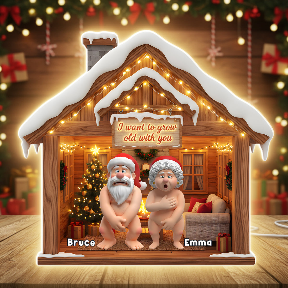 Naughty Old Couple Light Box- Personalized Gift For Couples 04OHLU311025-Homacus