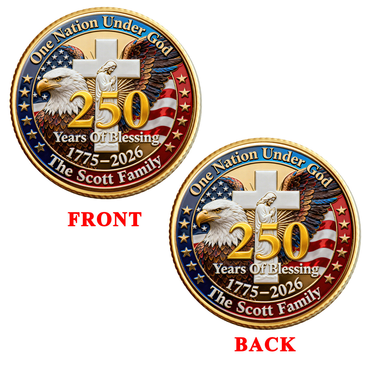 USA 250th Anniversary Printed Metal Coin - Personalized Gifts For Patriots 02huqn260226-Homacus