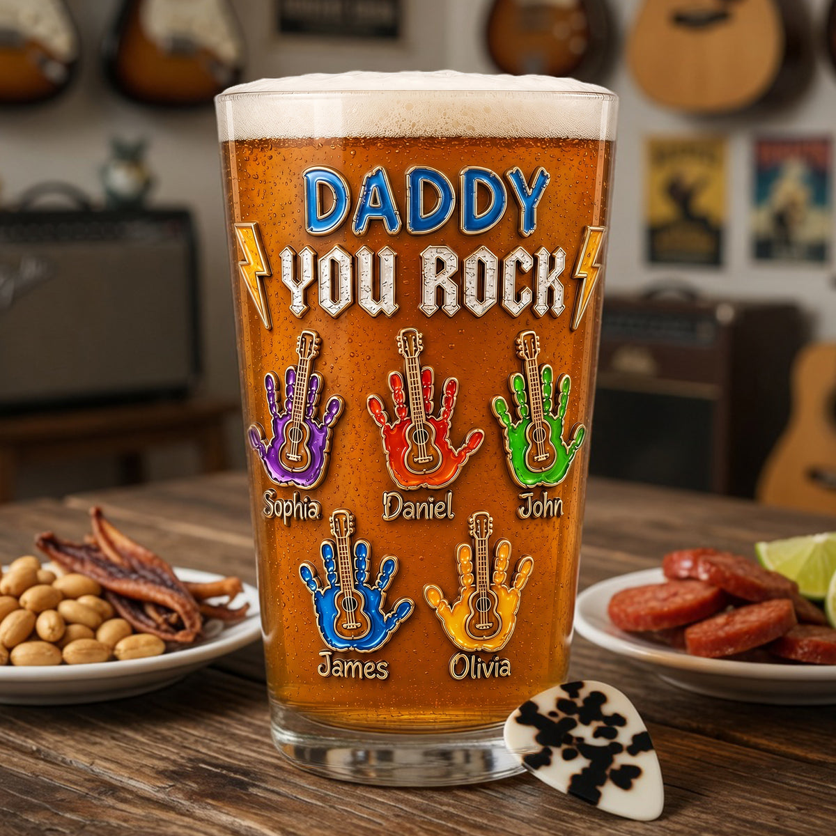 Daddy You Rock Beer Glass - Personalized Gifts For Dad 05palu130526-Homacus