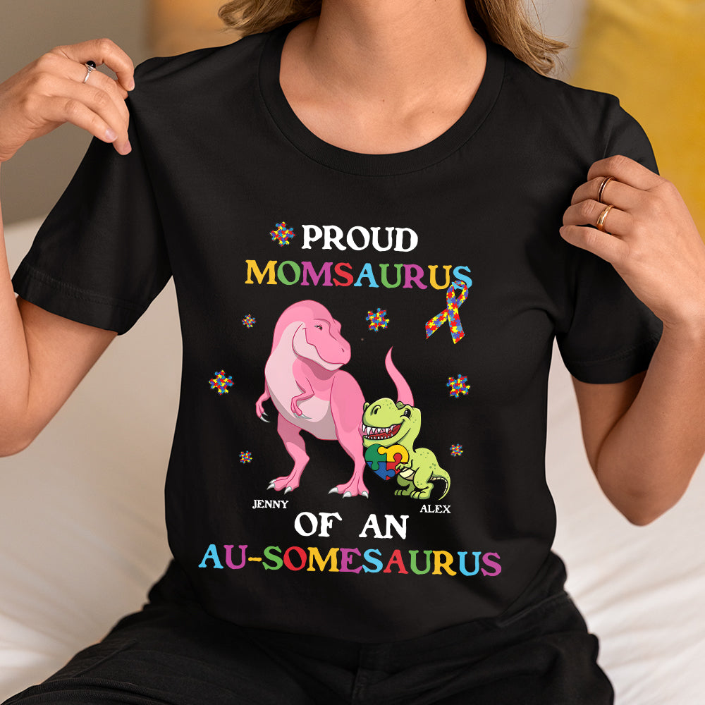 Personalized Gifts For Autism Mom Shirt Proud Momsaurus 05KAMH260225-Homacus