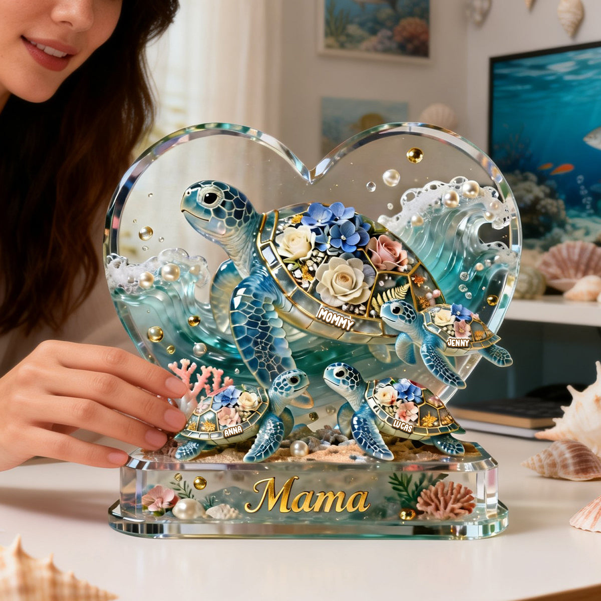 Best Turtle Mom Ever Acrylic Plaque - Personalized Gifts For Mom 05NATN270226-Homacus