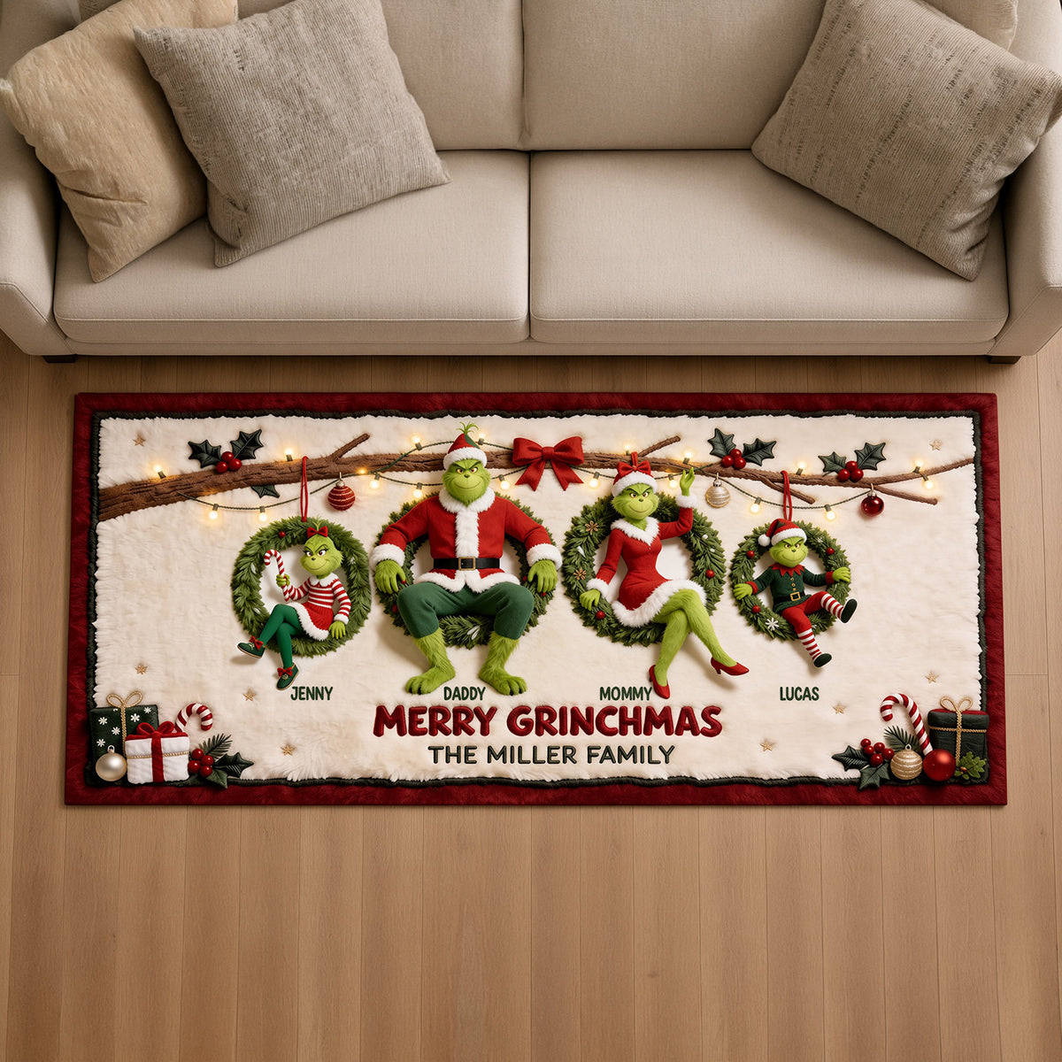 Christmas Monster Family Runner Rug - Personalized Gifts For Family Runner Rug 02TOTN050926-Homacus