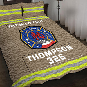 Fire Department Quilt Bedding Set- Custom Fire Station Logo Gifts For Firefighter With Name, Number Tag 03qhqn080125-Homacus