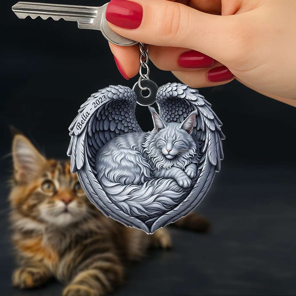 Cat In Heaven Acrylic Keychain- Personalized Gifts For Cat Lovers 01OHLU190625-Homacus