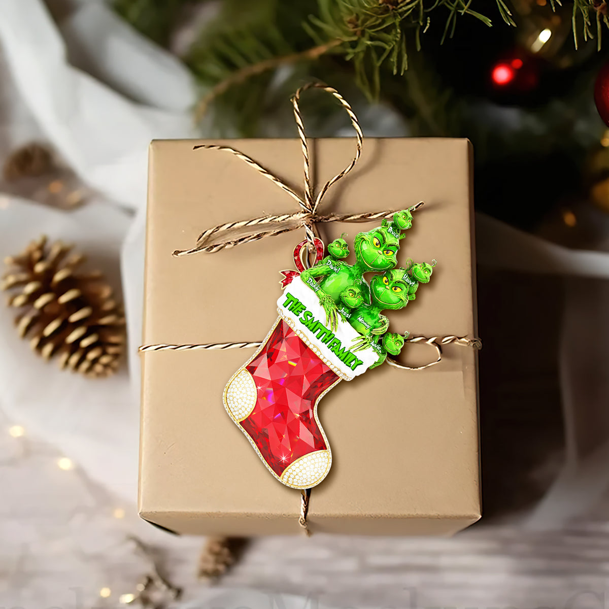 Green Monster Family Tree Ornament - Personalized Gifts For Family 01OHLU260925-Homacus