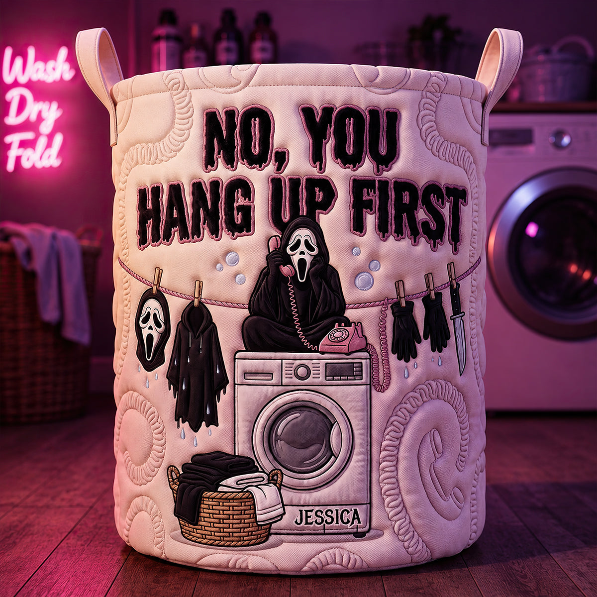 Fun Chatty Quilted Laundry Basket, Personalized Gifts 03qhdt200726-Homacus