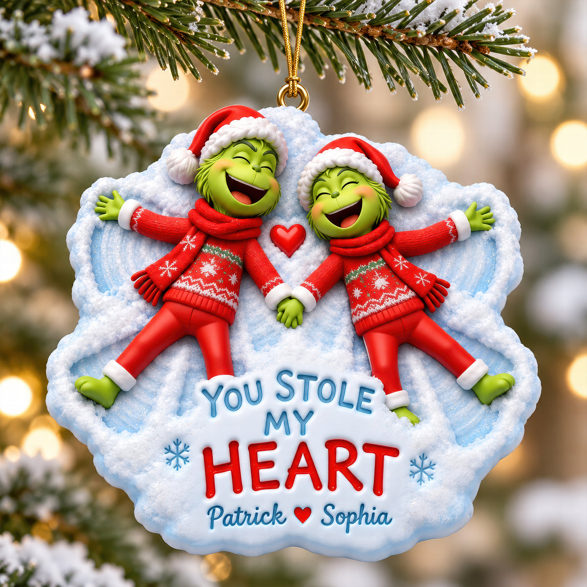 Snowy Sweethearts Christmas Ornament - Personalized Gifts For Couples 01TOQN260926