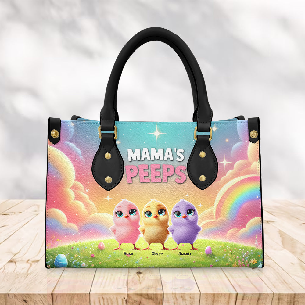 Personalized Gifts For Mom Leather Bag, Easter Day Chick Peeps 011TGMH180325-Homacus