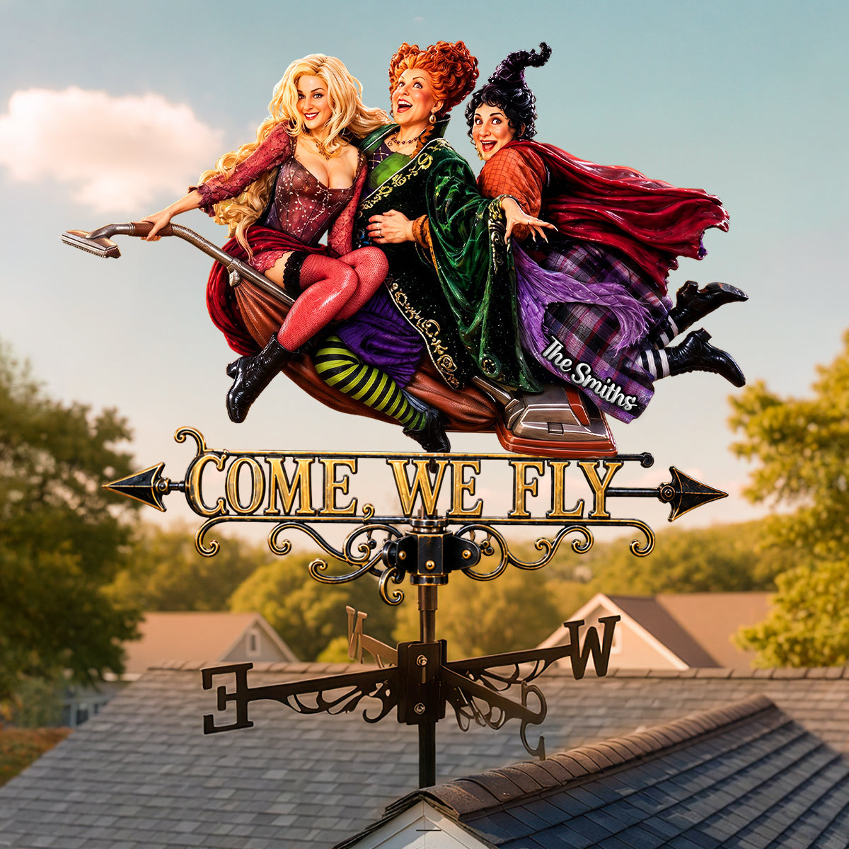 Follow The Goofy Witches Weather Vane, Personalized Gifts For Witch Lovers 06qhdh270826