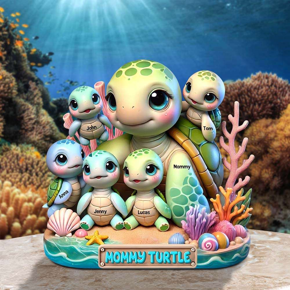 Turtle Mama Plaque - Personalized Christmas Gifts For Mom 03qhtn030425-Homacus