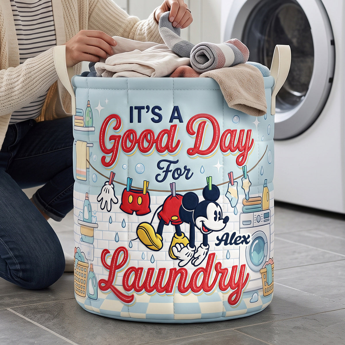 Is It A Good Day For Laundry Quilted Laundry Basket - Personalized Gifts 01natn110726-Homacus