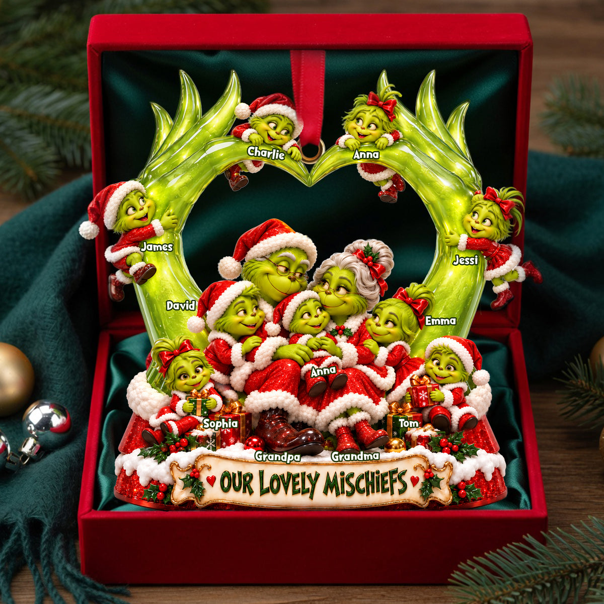 Grandparents’ Little Mischiefs Christmas Ornament - Personalized Gifts For Grandparents 03PALU250926-Homacus