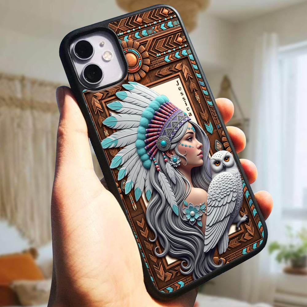 Owl Boho Spirit Girl Phone Case - Personalized Gifts For Her 04NALU200625-Homacus