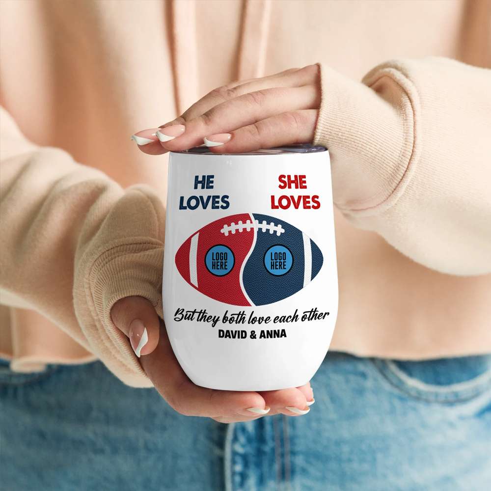 Custom Team Logo Gifts For Couple Wine Tumbler 03huti290923 Football Couple Shape-Homacus