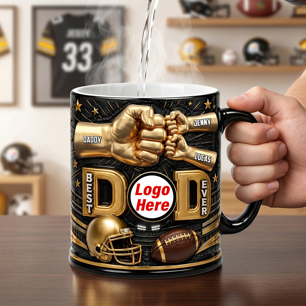 New - Best American Football Dad Magic Coffee Mug - Personalized Gifts For Dad 02natn190526-Homacus