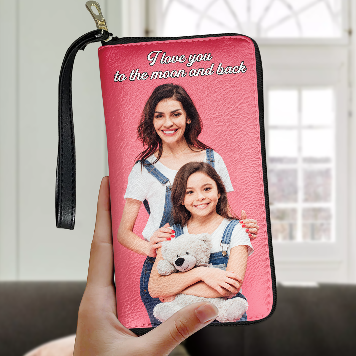 Custom Photo Gifts For Mom Twill Faux Leather Wallet-Homacus