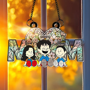 Personalized Gifts For Mom Suncatcher, Soft Vibrant Flower Hear Stained Glass Art 02QHLU270225PA-Homacus