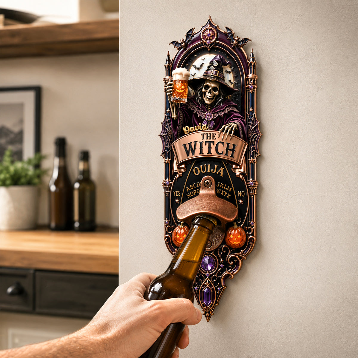 Pour The Magic Wooden Wall Hanging Bottle Opener - Personalized Gifts 02PADH060826-Homacus