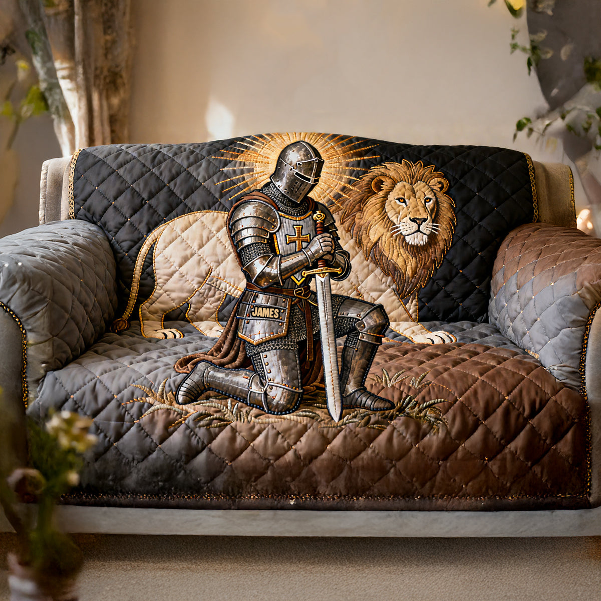 Knight In Prayer Sofa Cover - Personalized Gift For Christian 02NATN290126-Homacus