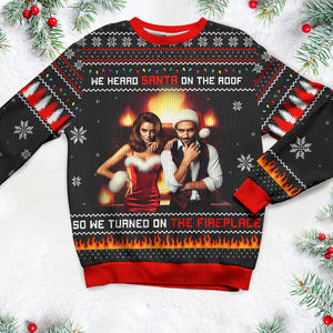 Custom Photo Gifts For Family Ugly Sweater, Turned On The Fireplace 05tgqn241024-Homacus