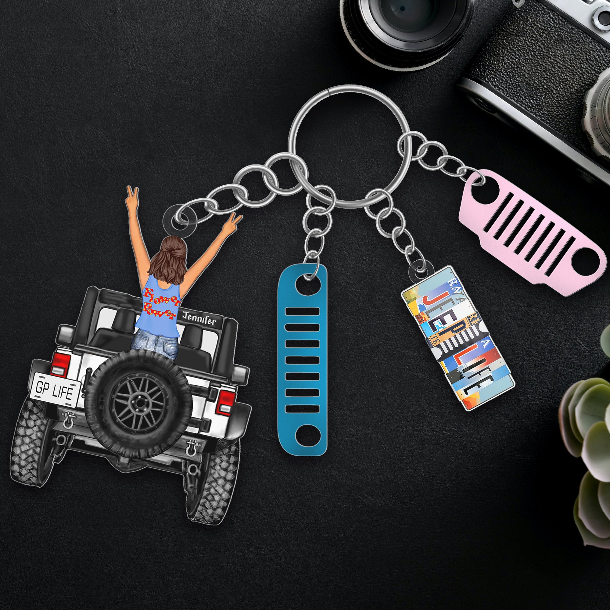 Personalized Gifts For Off Road Girl Keychain With Charms 05qhqn200624hn, License Plate Charms-Homacus