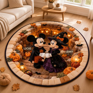Spooky Little Mouse Round Mat - Personalized Halloween Gifts For Couple 02pgdt290826-Homacus