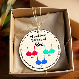 Personalized Gifts For Friends, Funny Bra Wood Ornament Christmas 03OHMH081024-Homacus