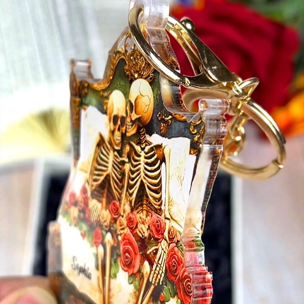 Personalized Gifts For Couple Keychain 06ohtn241224 Funny Skull Couple-Homacus