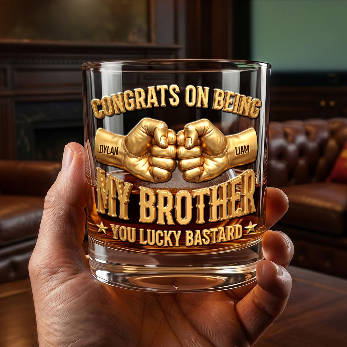 Brotherhood Fist Bump Round Glass Personalized Gifts For Brother 02HUDH040626-Homacus