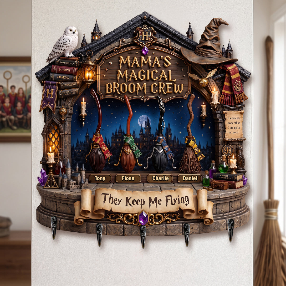 Mama's Broom Crew Acrylic Key Hanger - Personalized Gifts For Mother 03palu300726-Homacus