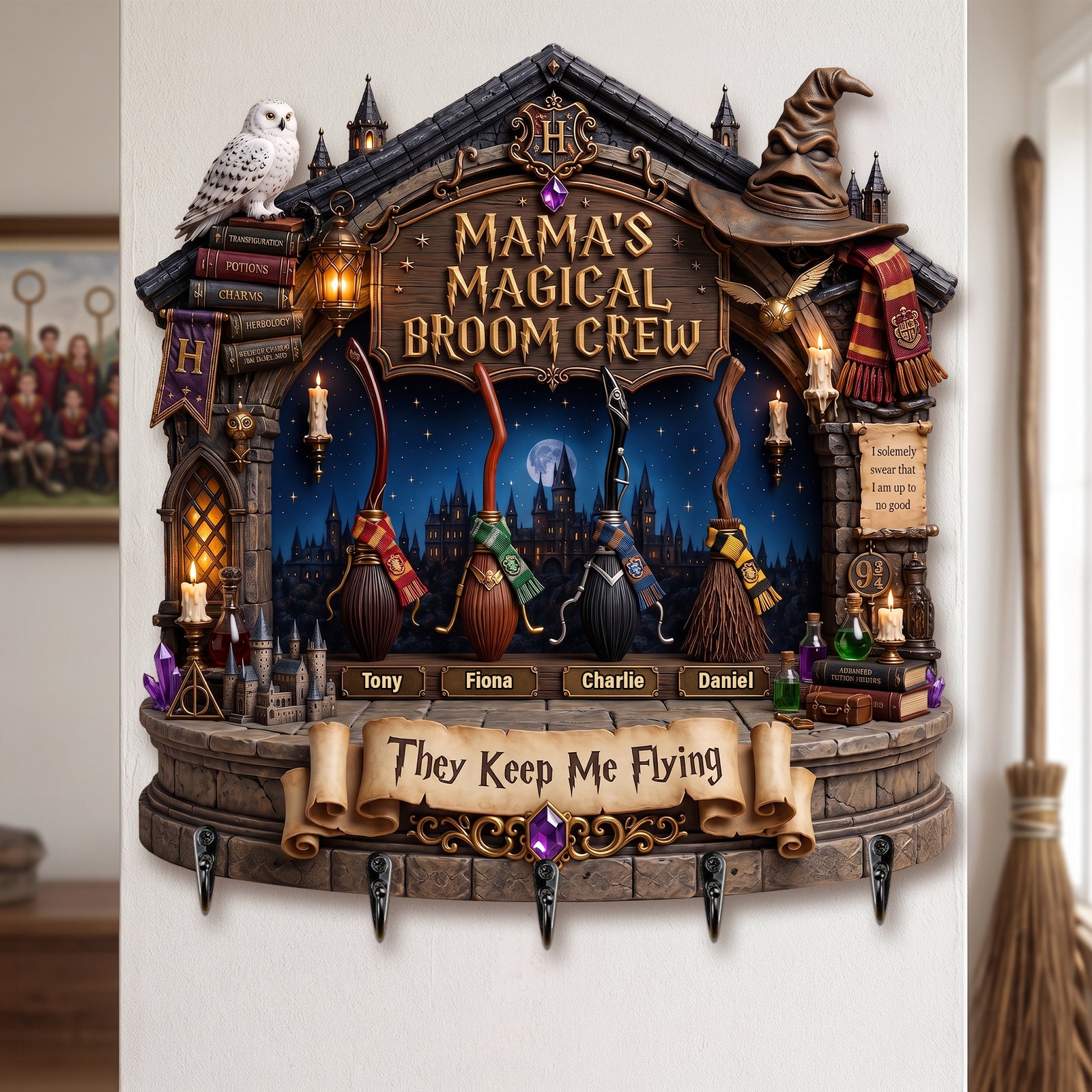 Mama's Broom Crew Acrylic Key Hanger - Personalized Gifts For Mother 03palu300726-Homacus
