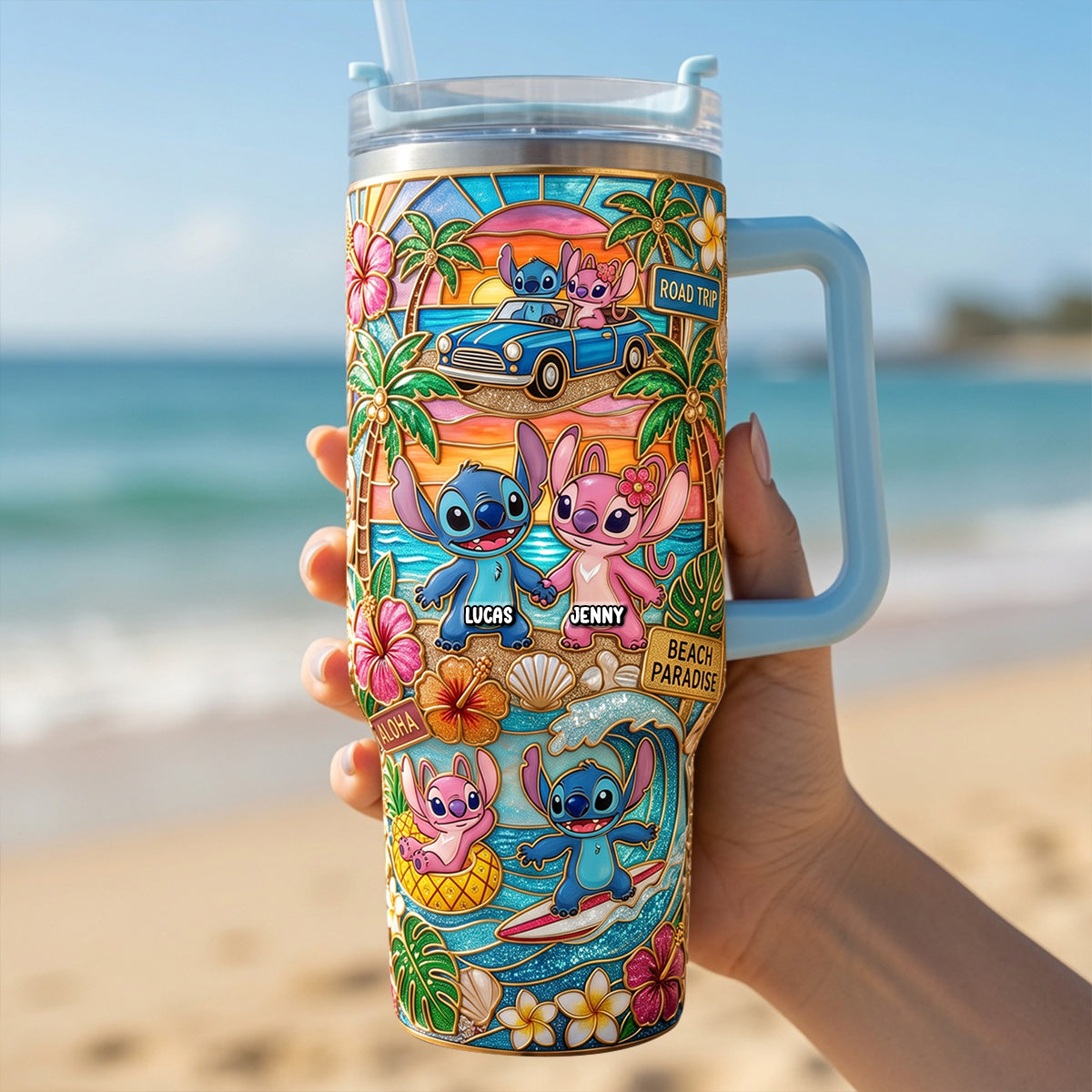 Couple Summer Vibes 40oz Tumbler With Handle - Personalized Gifts For Couples 02patn300626-Homacus