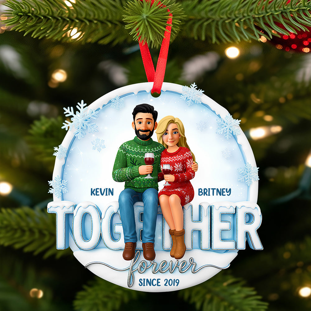 Couple Forever Christmas Ornament Personalized Gifts For Couple 01HUDT271025-Homacus