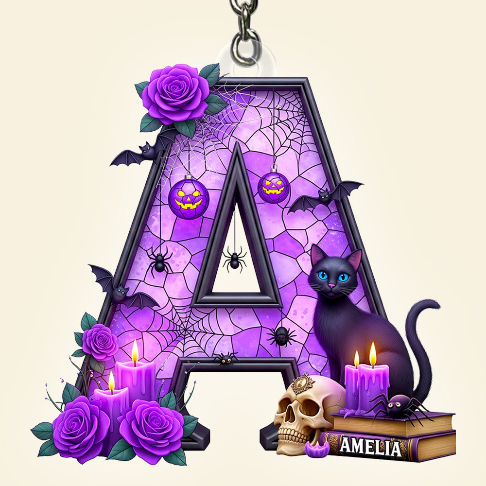 Alphabet Halloween Keychain Personalized Gifts For Cat Lovers 01PADT150825-Homacus