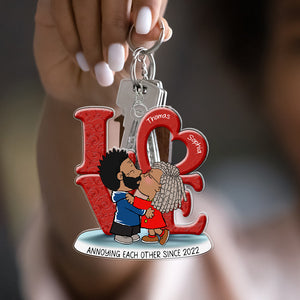 Personalized Gifts For Couple Keychain 04ohqn070125hg Couple Kissing-Homacus