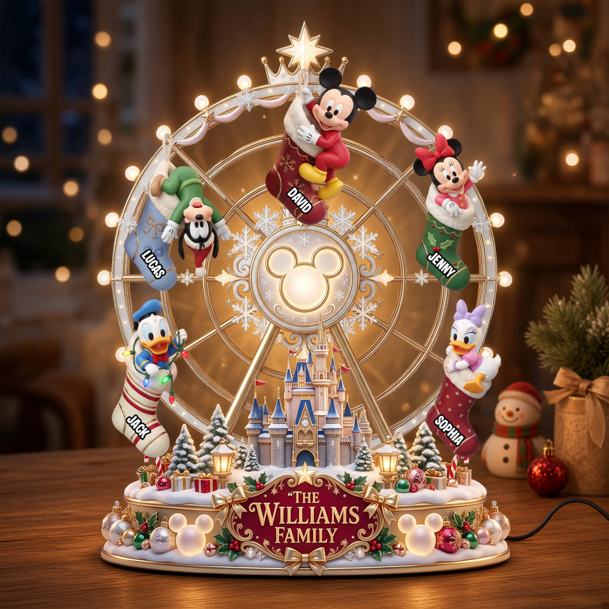 Kids In Christmas Sock Ferris Wheel Acrylic Light Box - Personalized Christmas Gifts 02patn240826-Homacus