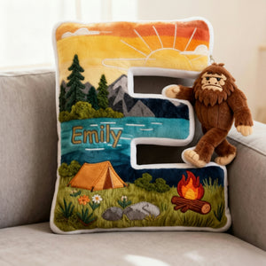 Sasquatch Camping Alphabet Initial Letter Pillow, Personalized Gifts For Camping Lovers & Bigfoot Seekers 02qhqn111225-Homacus