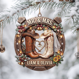 Cowboy Cowgirl Western Couple Ornament - Personalized Gifts For Couple Christmas Ornament 05TYLU170826